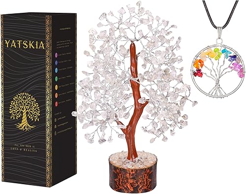 Miniatura 1 de Cristal de cuarzo transparente - Árbol de la vida de chakras, árbol bonsai, árboles artificiales, juego de cristal curativo, árbol de la suerte,