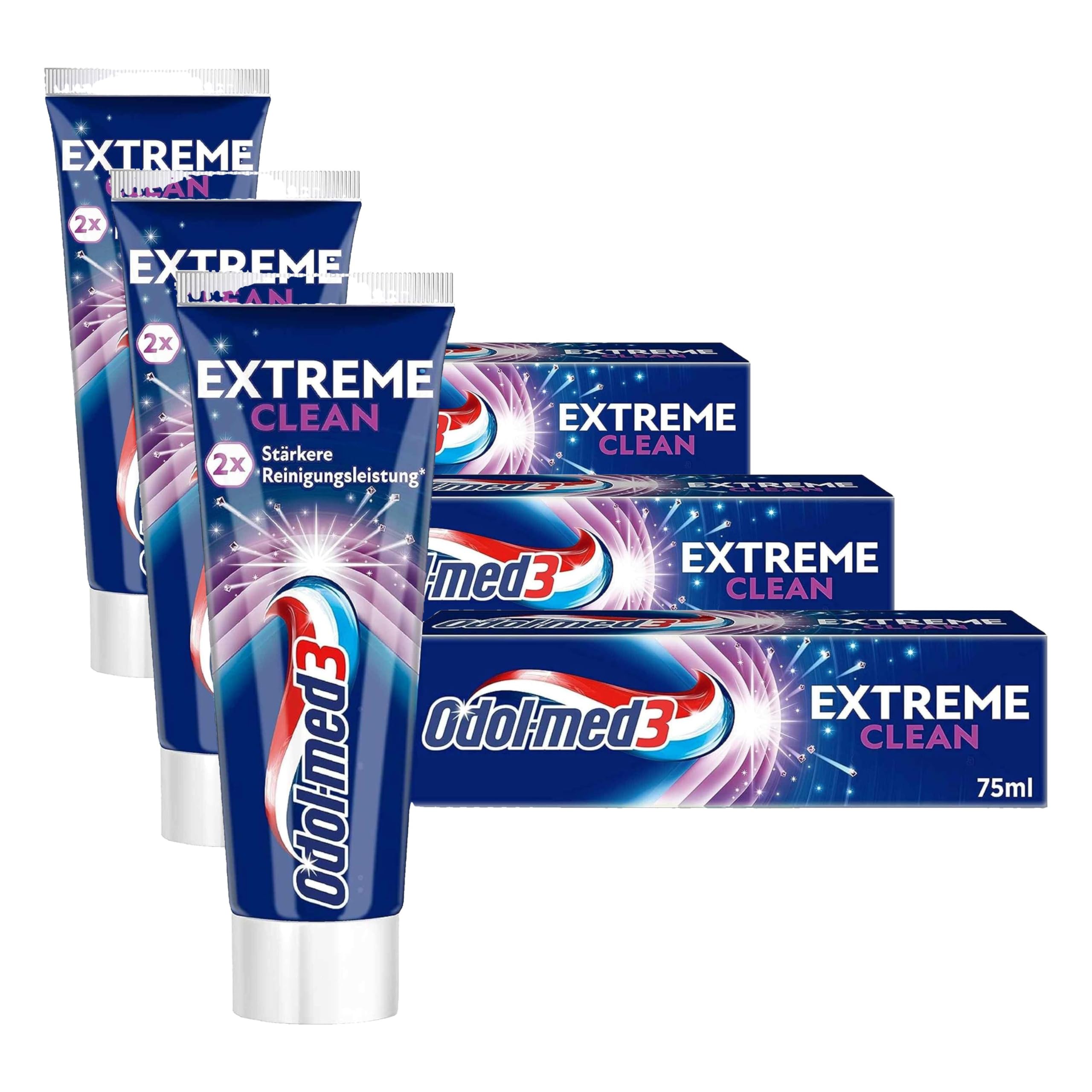 Odol-med3 Extreme Clean Tiefenreinigung* Zahnpasta, 75ml (Packung mit 3)