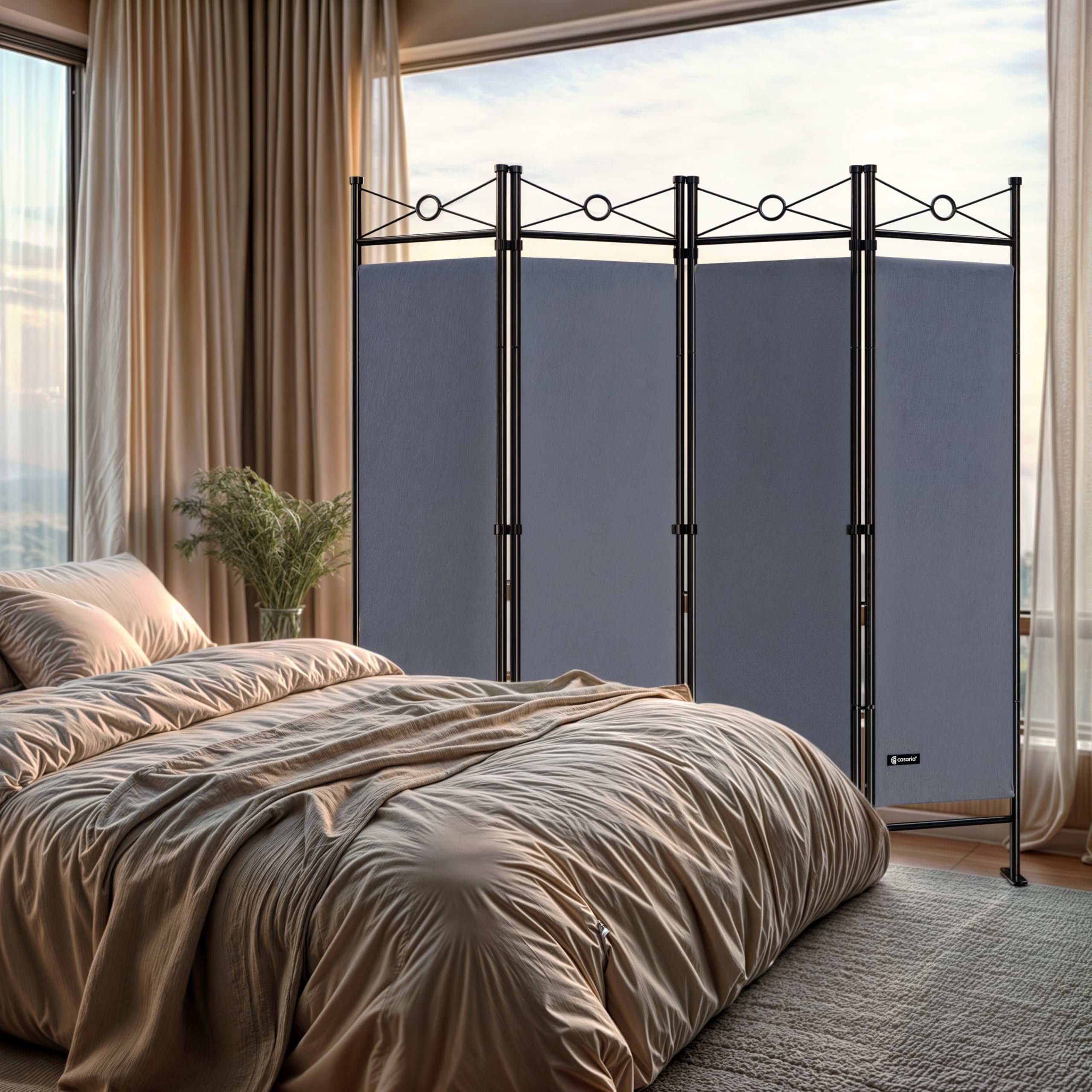 Deuba Set de 2 paravents »Lucca« 180x163 cm parois de séparation Brise-Vue Gris