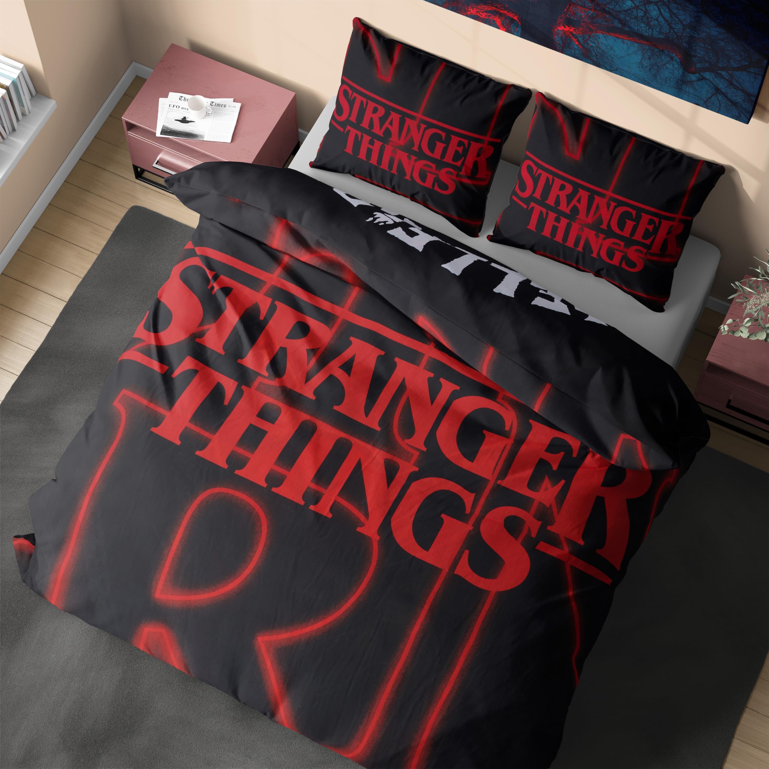 Get Trend Stranger Things Double Duvet Cover Set for Kids and Teens