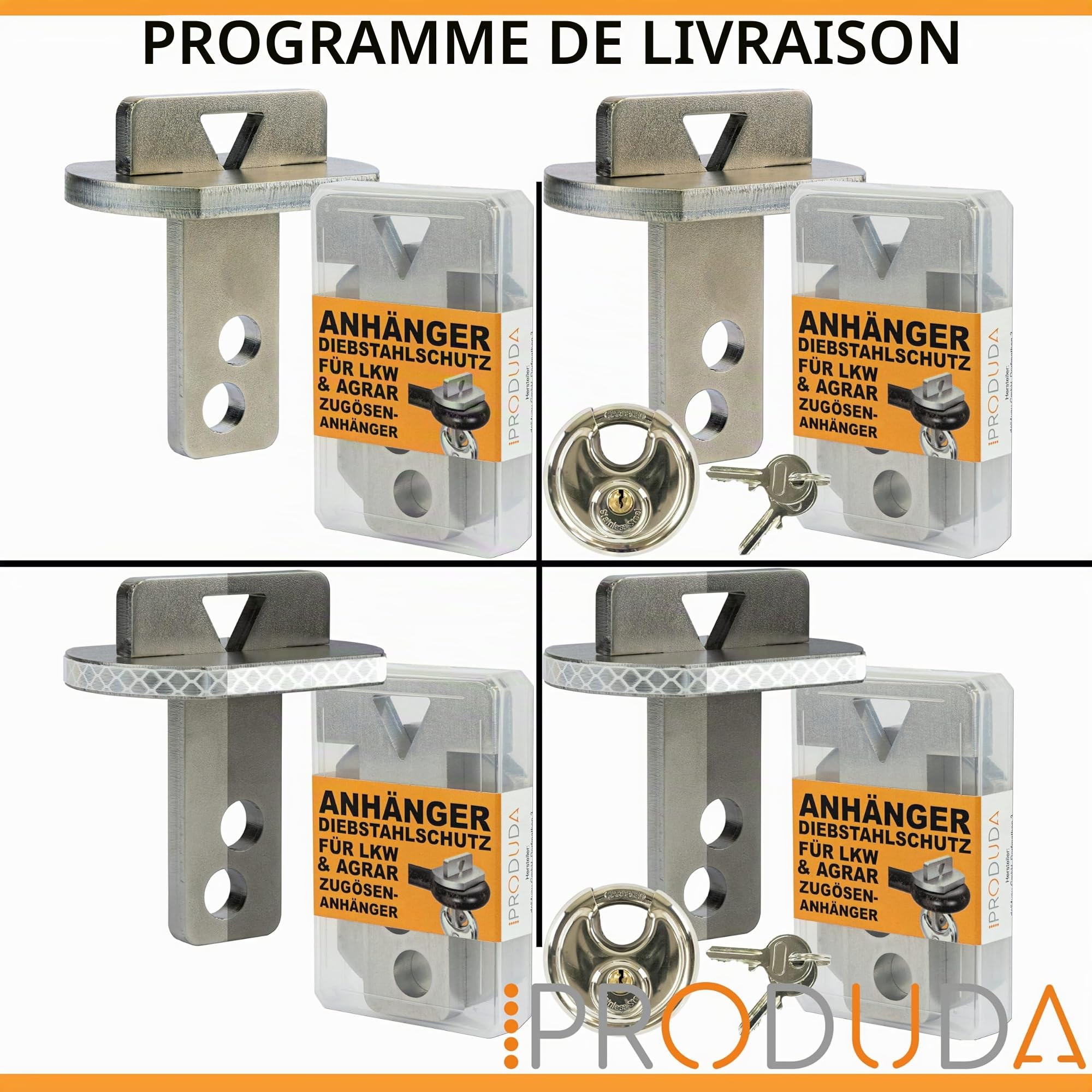 Antivol à œillet de Traction pour Agriculture et Camion - Réfléchissant - Antivol - Œillet de Traction de 40 mm à 50 mm - en Acier Inoxydable - avec boîte de Rangement et Serrure à Anse Ronde