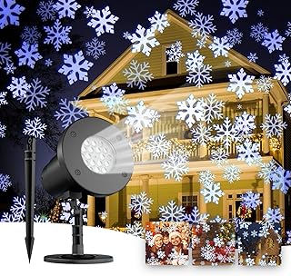 Christmas Upgraded Snowflake Projector Lights Outdoor Indoor,Rotating LED Snowfall Projection Lamp,IP65 Waterproof Clearer...
