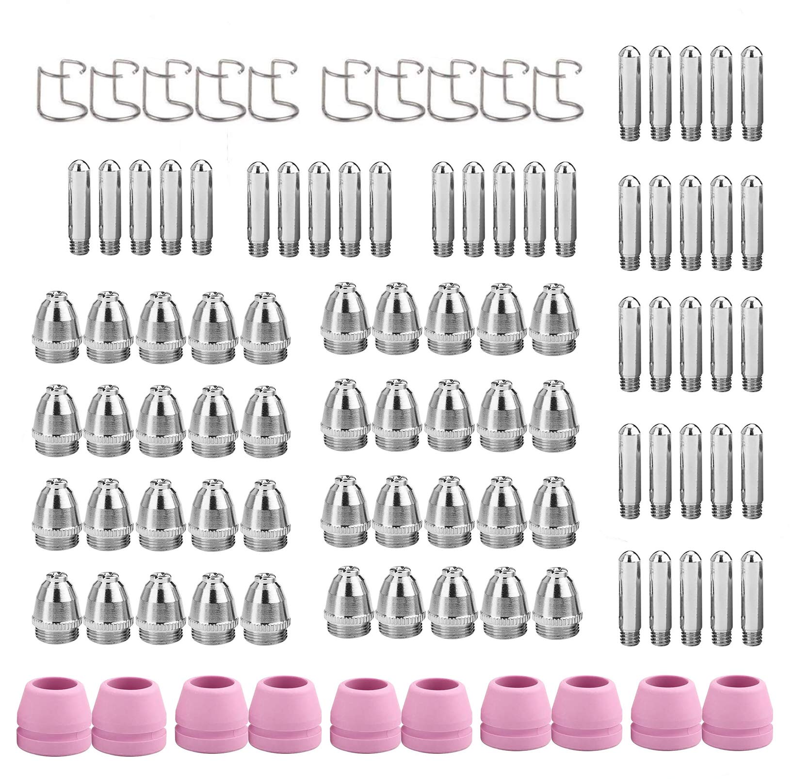 Tosense100pcs AG60 Plasma Cutting Torch Consumable SG55 Plasma Cutter Kit 60A AG-60 Plasma Torch Tip Electrode