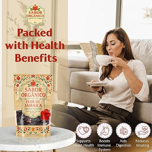 Miniatura 9 de Flores de hibisco secas enteras de 1 libra (Flor de Jamaica) para té de hibisco y agua fresca mexicana  Natural, sin OMG, sin conservantes  Bolsa de