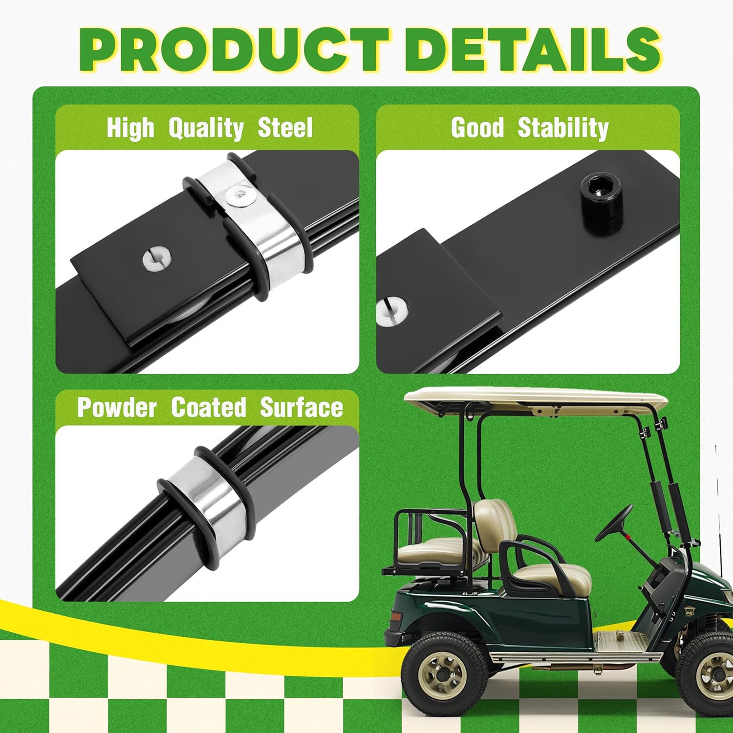 WUTIST Heavy Duty Front 3-Leaf Spring Compatible with 1989-1994 EZGO Marathon Golf Cart Heavy Duty Black Steel Powder Coated Set of 2,OEM 24065G1