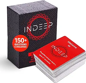 InDeep Couples Game – 100 Conversation Cards with 3 Levels + 15 Deeper Challenge Cards – Interactive Date Night Game for Couples – Great Gift for Him & Her – Anniversary or Valentine’s Day