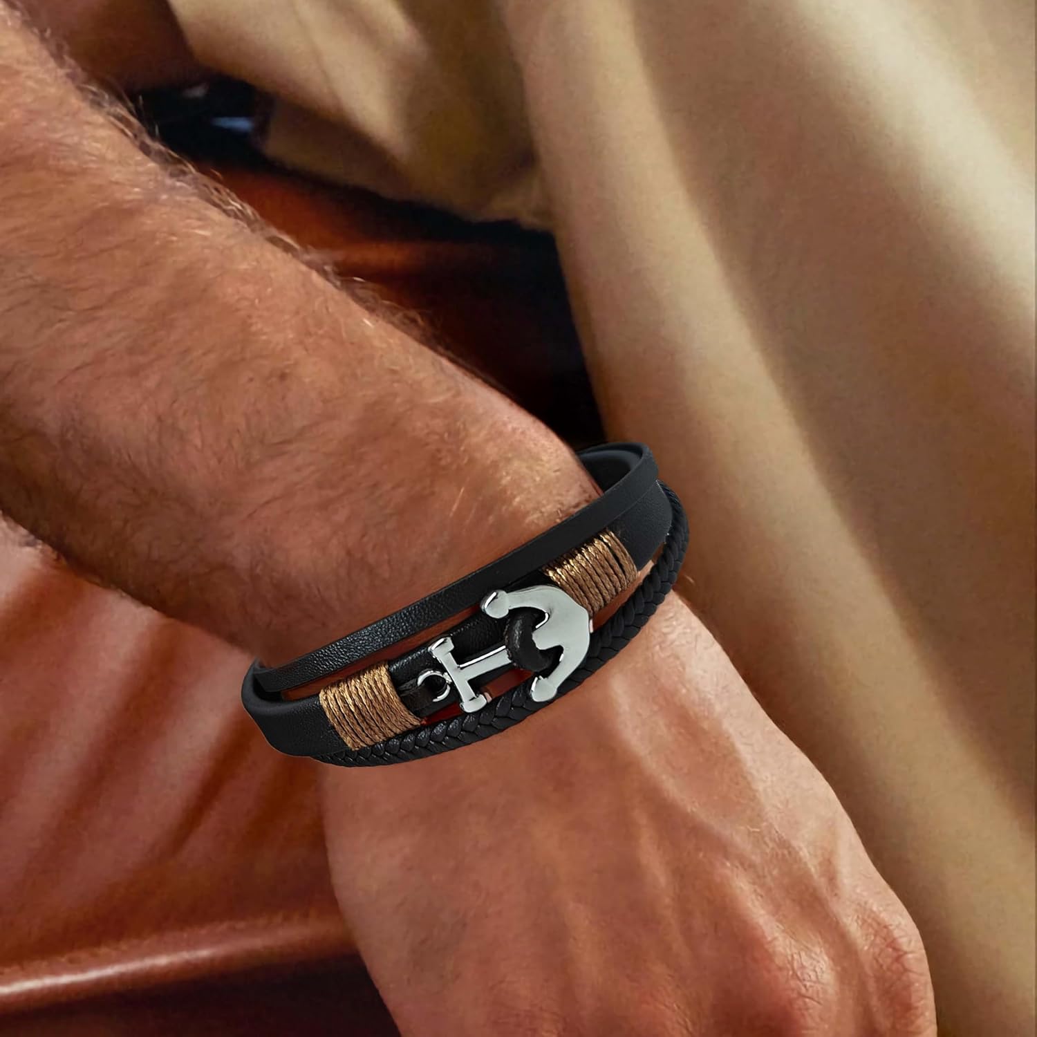 Leather Bracelet for Men, Minimalist Bracelet for Men, Black Bracelets, Fade-Resistant, Stylish Jewelry Gift for Him - Image 6