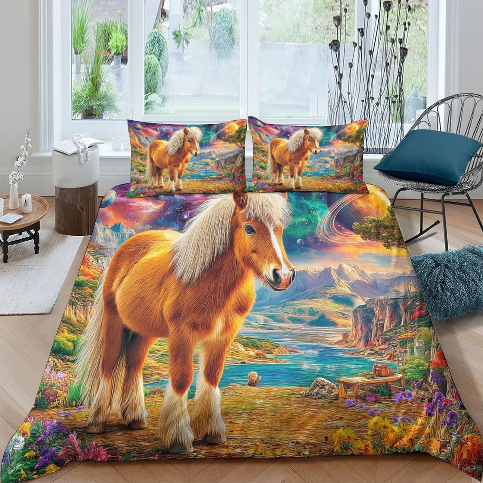 Housse de couette Poney Shetland douce et respirante pour des nuits confortables en format XL