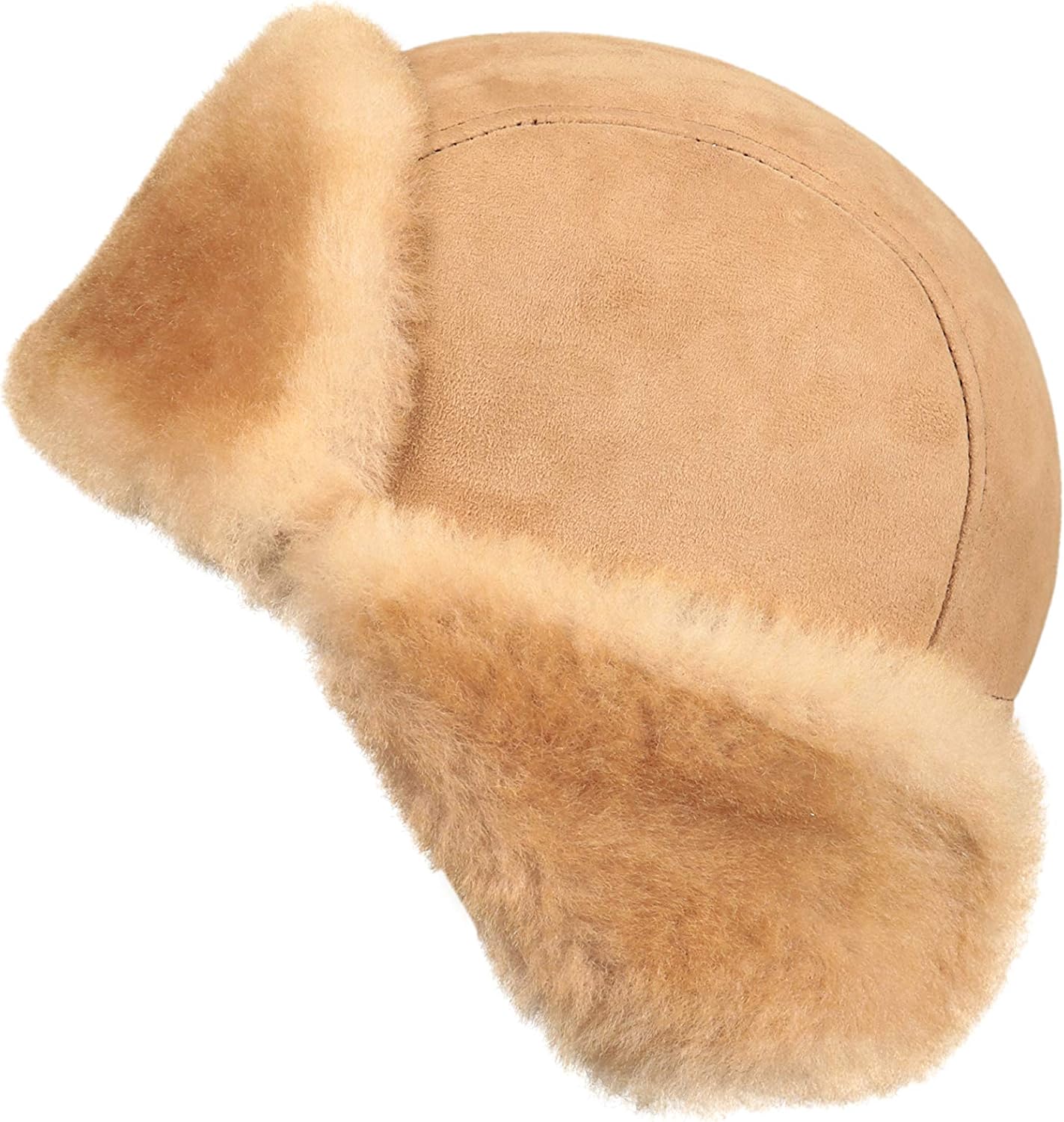 Leather Aviator Shearling Ushanka Trapper Hat Russian Sheepskin Cap Real Fur Winter Hat with Ear Flaps for Men Women