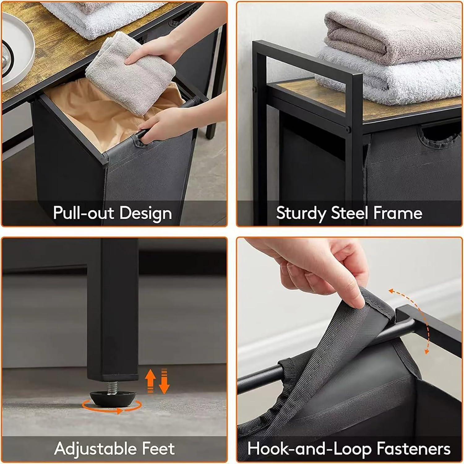 Laundry Hamper cart,3 Section Laundry sorter,Laundry Hamper Basket sorter,Laundry Hamper with Shelf,Pull-Out and Removable Oxford Fabric Laundry Bags,Suitable for Laundry Room,Bathroom