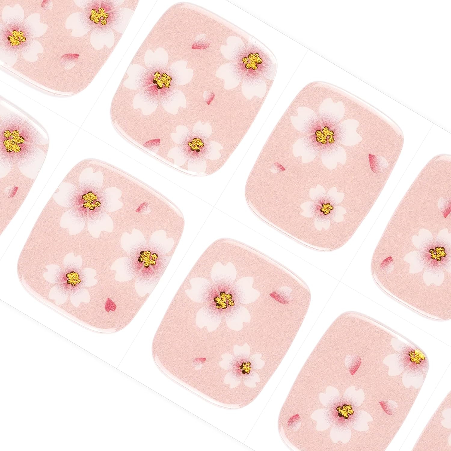 DANNI & TONI Semi Cured Gel Toenail Strips (Flowers) Nude Gel Toenail Stickers Petals Glazed Pedi 37 Stickers
