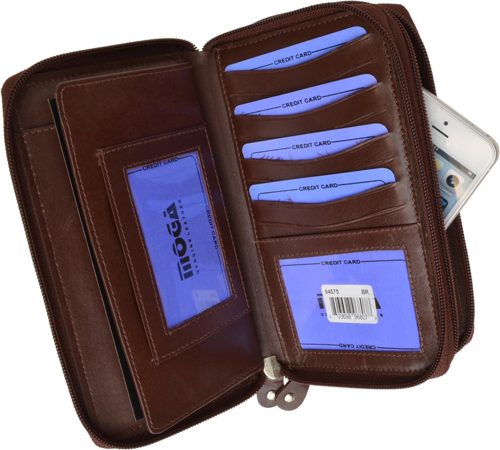 Leather Check Book Organiser Brown Wallet