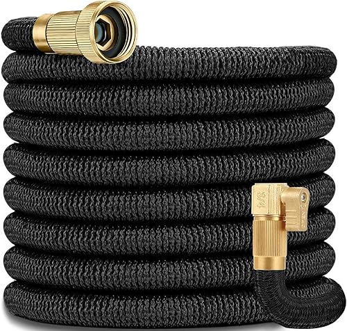 Manguera de jardín, manguera de jardín negra súper fuerte, manguera multiusos, material duradero para jardinería, limpieza