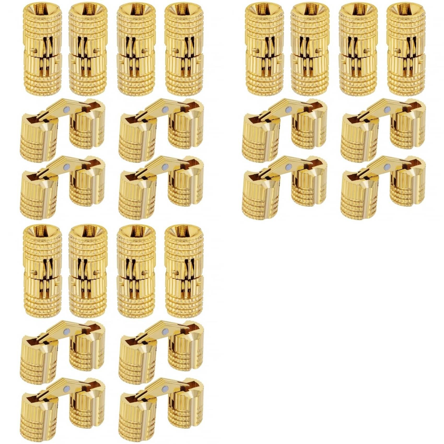 Jnchdghwa As Shown 24Pcs 10 Mm Hidden Brass Hinges,180 Degree Opening Angle Concealed Furniture Hinges