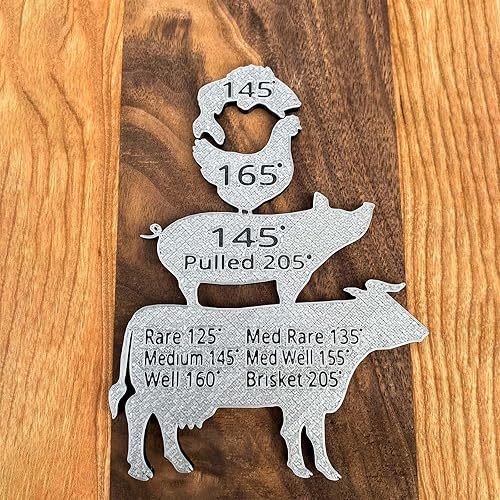 Miniatura 2 de Regalo de barbacoa para hombre, fiesta de parrilla para marido, imán de temperatura de carne de metal, guía de temperatura de cocción interna de