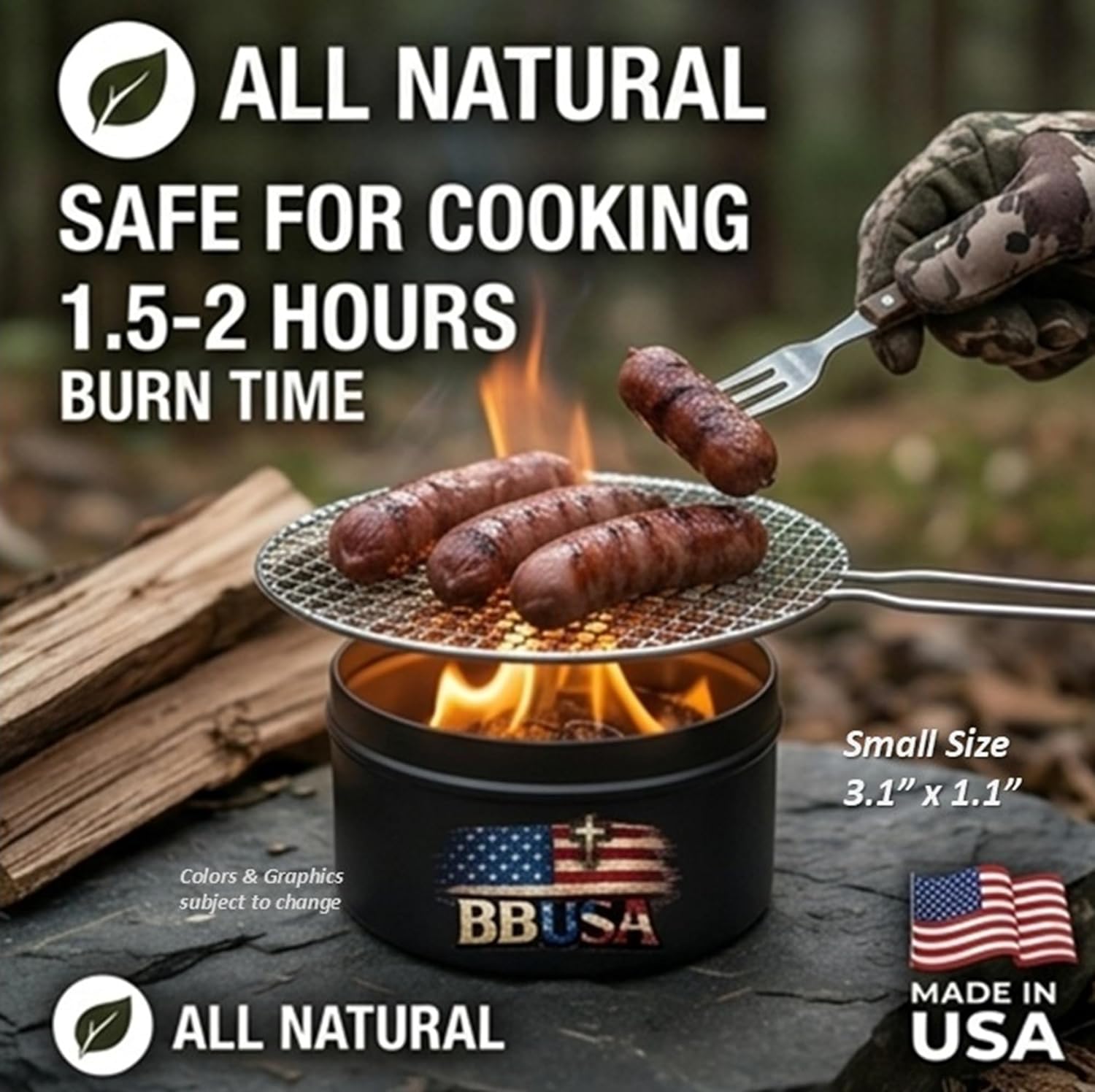 Campfire in a Can - Made in USA - Portable Mini Fire Pit for Marshmallows & S’Mores - Hiking, Backpacking, Hunting, Fishing & Camping - Tactical Military, Emergencies & Survival