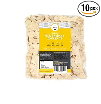 Chewers Oven Baked Real Banana & Milk Dog Biscuits, Dog Treat 1 Kg (Pack of 10)