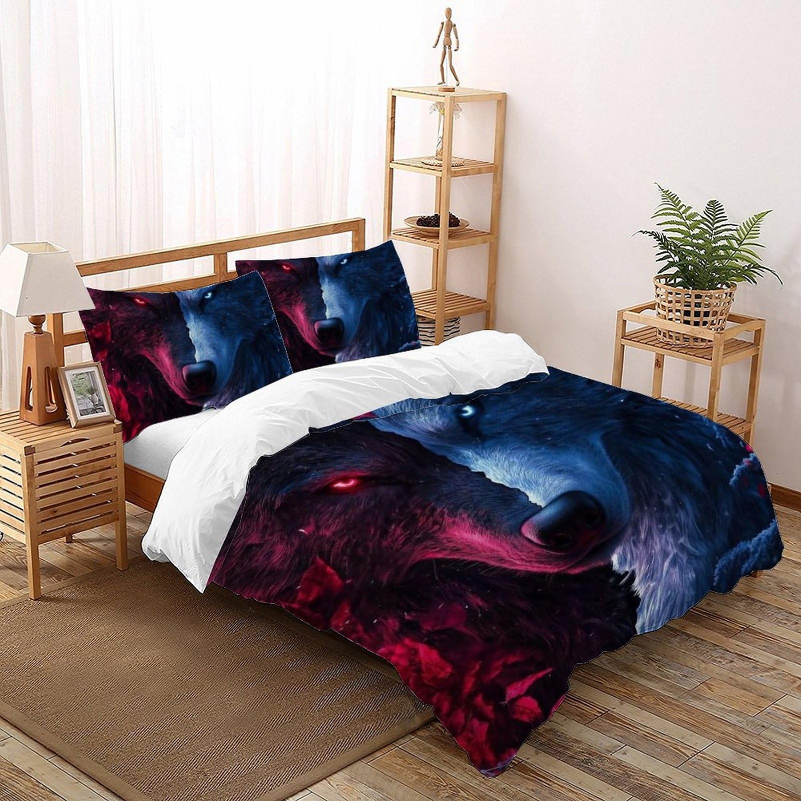 Housse de couette loup 200x200 en microfibre avec imprimé animalier 3D