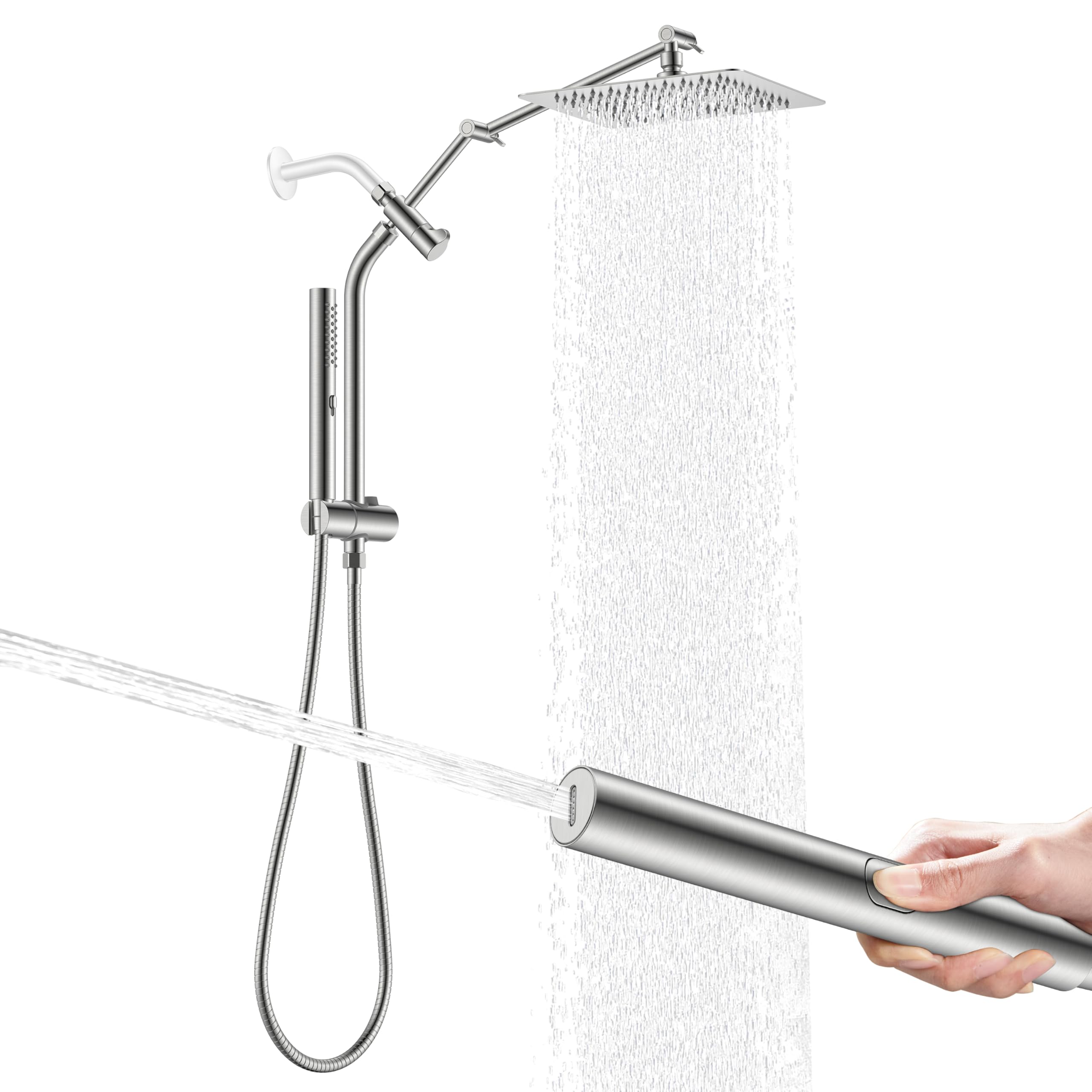 Photo 1 of KENES 10-Inch Rainfall Shower Head with Handheld Spray, Brushed Nickel