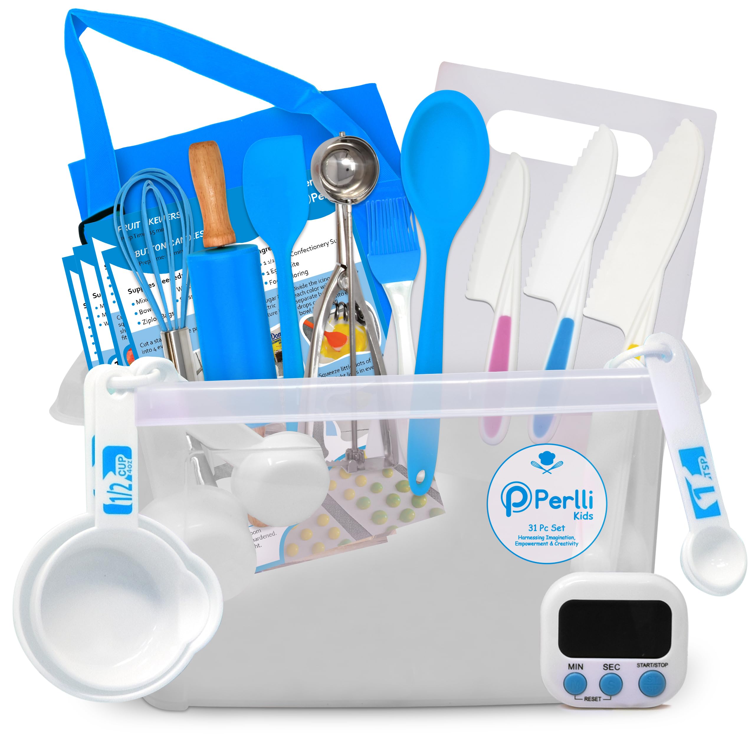 Amazon.com: PERLLI Kids Real Cooking Set for Cooking and Baking – 31 Pc ...