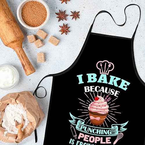 Miniatura 2 de zukmvuh Delantal de hornear para mujeres con texto en inglés I Baking Because People Is Frowned regalos para hombres mujeres familiares y amigos