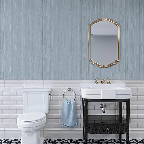 Miniatura 7 de VaryPaper Papel tapiz de tela texturizada de 15.7 x 78.7 pulgadas, color azul grisáceo, para paredes, extraíble, autoadhesivo, impermeable, papel de