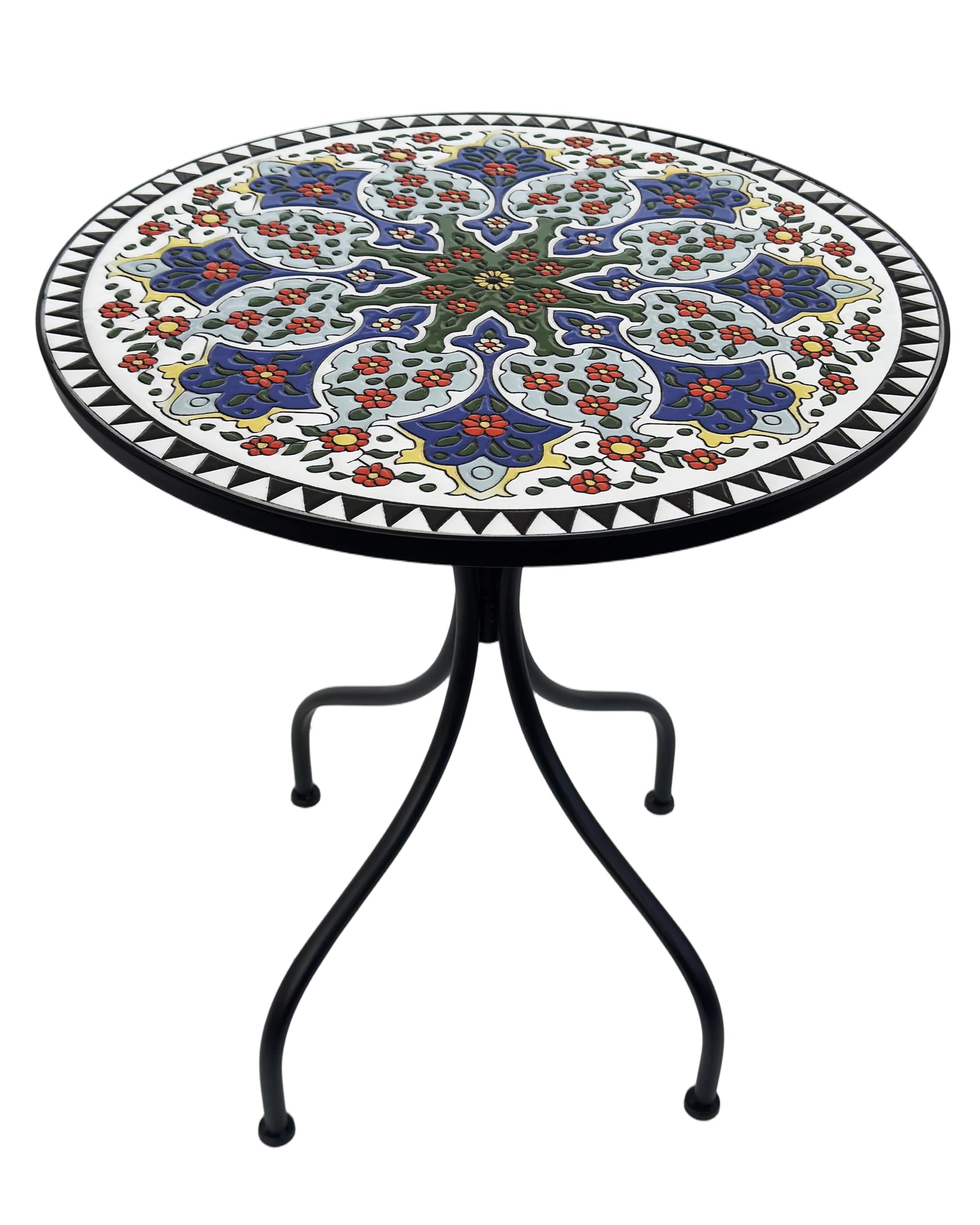 Mosaik Gartentisch Rund,Mosaiktisch Balkontisch Terrassentisch, Runder Outdoor Tisch für Garten, Terrasse, Balkon
