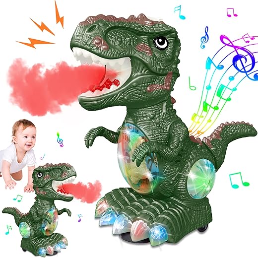Dinosaur Toys for 1-2 Year Old Boy,Roar Music and Lights Toddler Toys for Boys Girls Age 1 2 3,Moving Dino Baby Toys with Mist Spray,Electric Dinosaur Toys for Kids 3-5 Easter Christmas Birthday Gifts