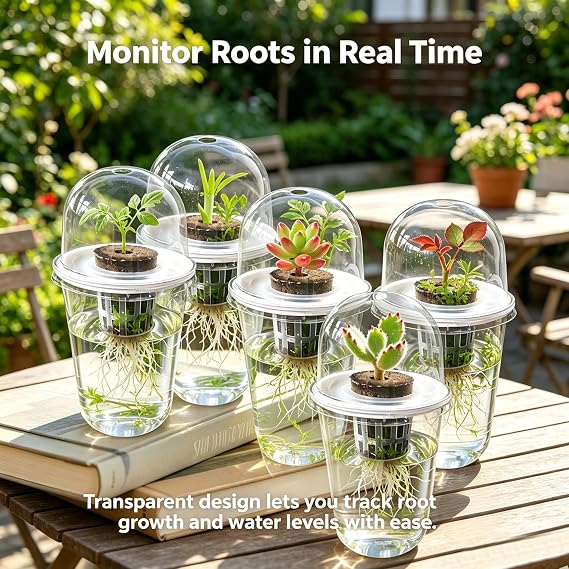6 Pack Clear Hydroponic Nursery Pots with Humidity Dome for Seed Starting