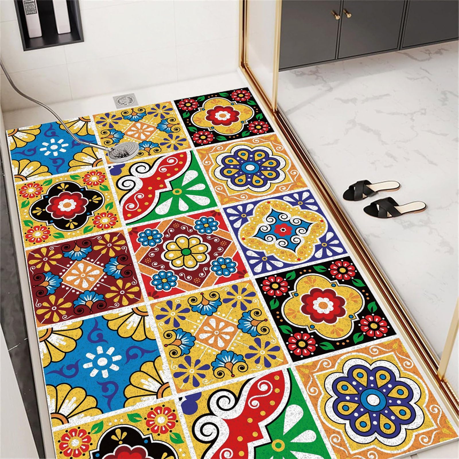 Alfombrillas de ducha antideslizantes para personas mayores, 60 x 90 cm, alfombrilla de baño antideslizante para ducha interior, alfombrillas de bañera para baño, almohadillas de baño de lufa de PVC