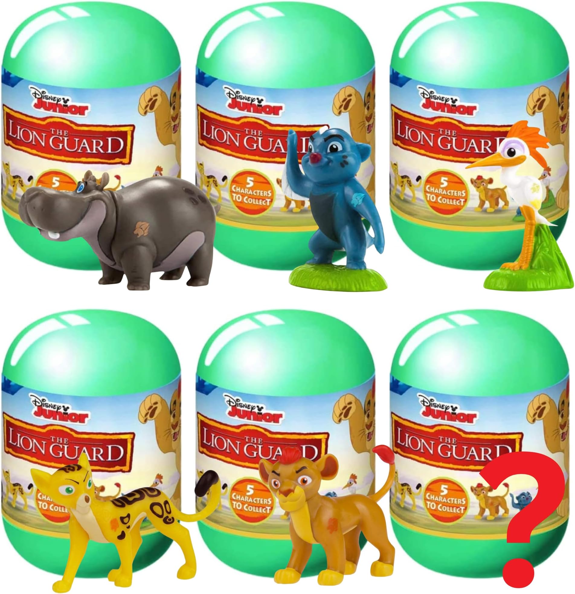 The Lion Guard - Junior Blind Box - 2" 5cm Mini Figures - 5 to Collect - Guaranteed Complete Set - Pack of 6 Capsules
