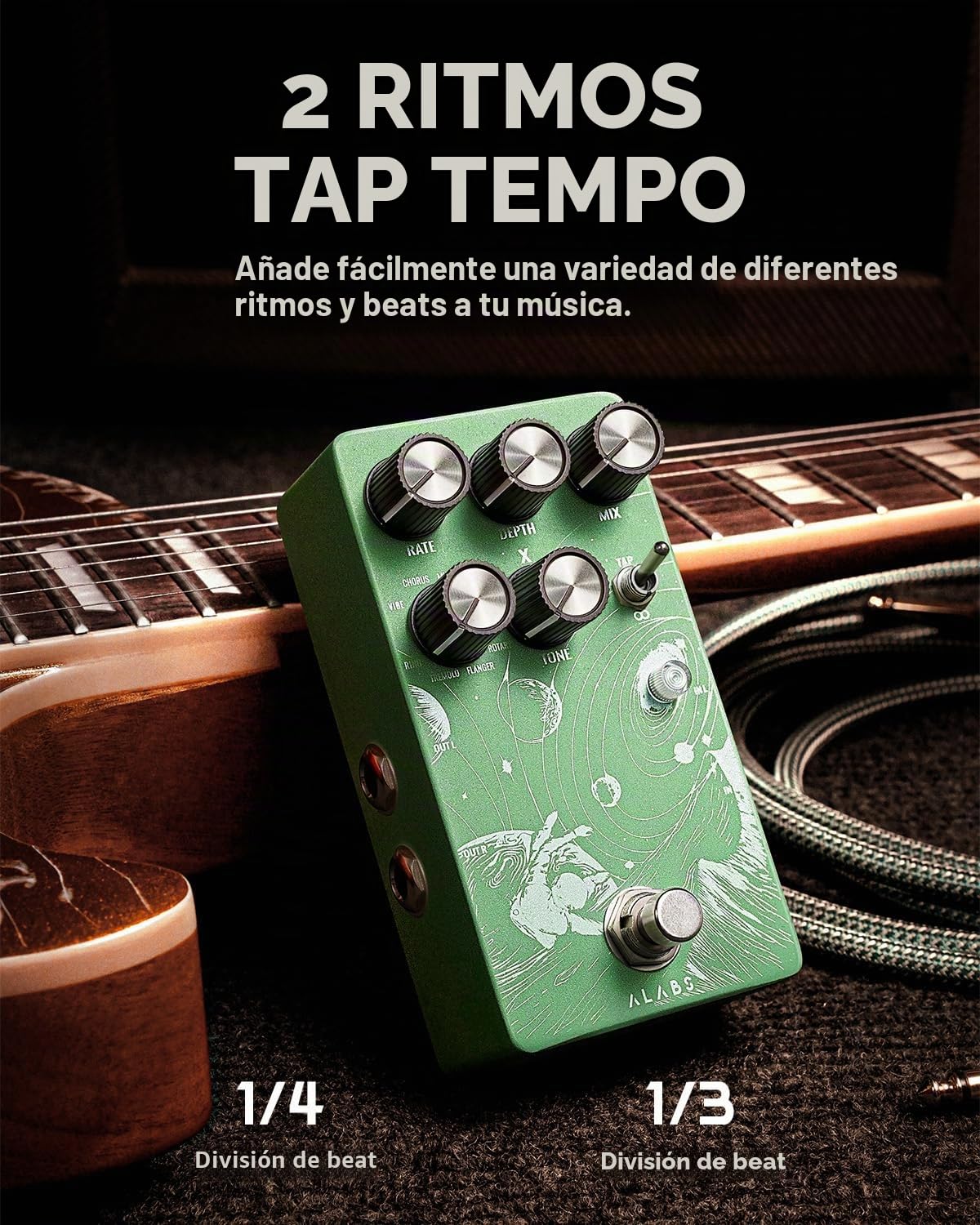 ALABS NOVADRIFT - Pedales de modulación para guitarra eléctrica con 9 efectos estéreo, chorus phaser, trémolo giratorio, seco analógico, tempo grifo y bypass