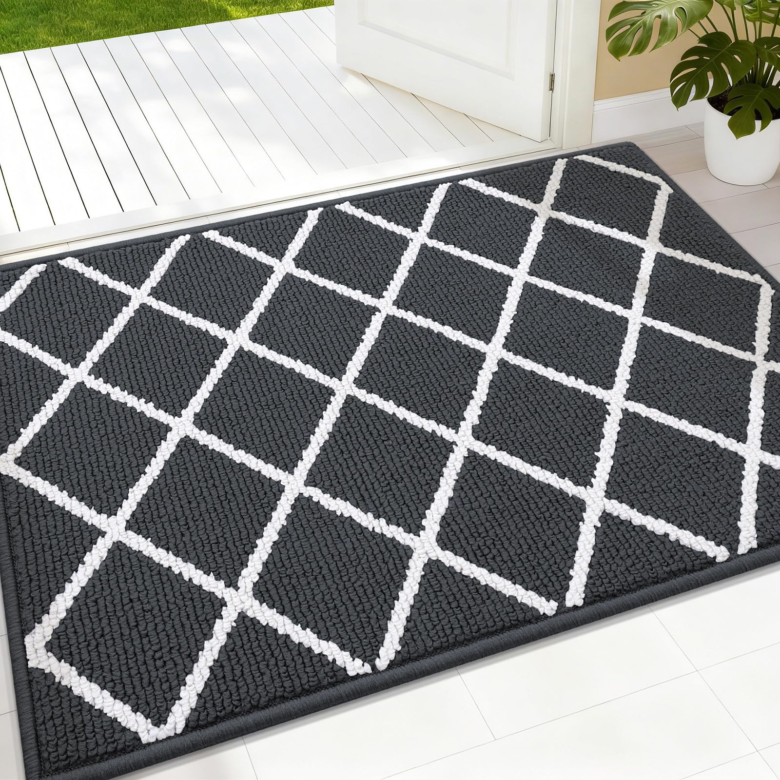 Finchitty Indoor Door Mat, Dirt Resistant Doormat, Charcoal, 32x20 32