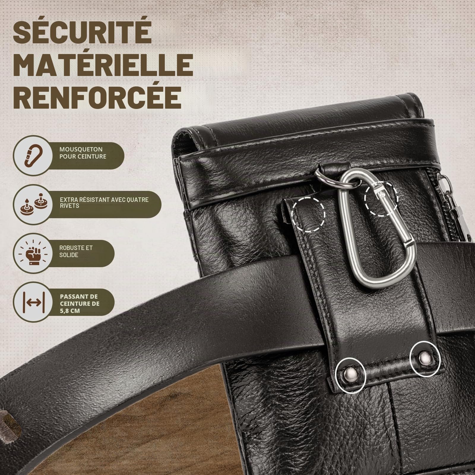 Pochette Telephone Portable, Sacoche Ceinture Homme pour iPhone 17 16 15 14 13 Pro Max, 16 Plus étui à Téléphone pour Samsung S25 S24 S23 S22 Ultra 5G avec Clip Ceinture/Passant De Ceinture