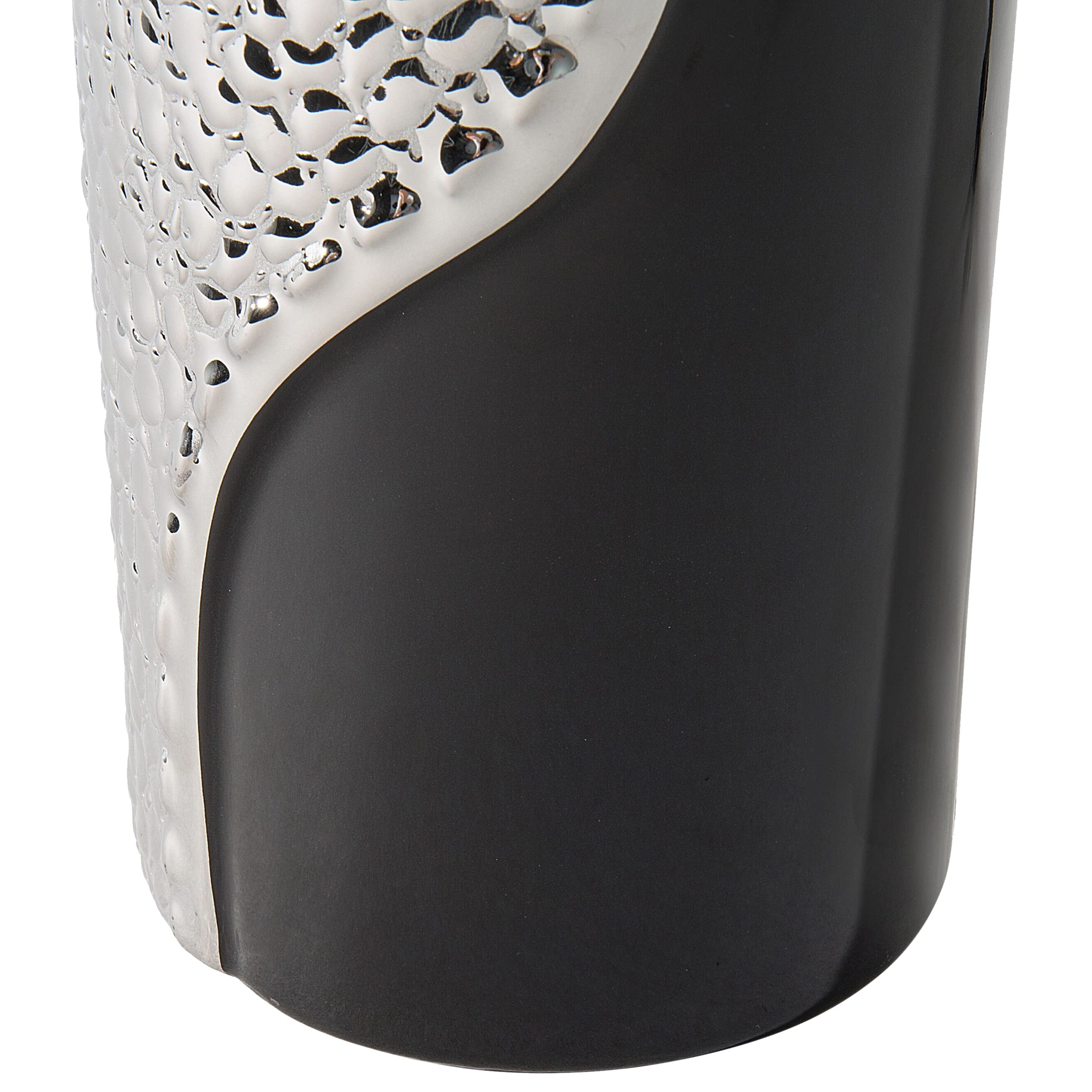 Tischlampe im Glamour Stil Kunstseide/Porzellan schwarz/silber Aiken