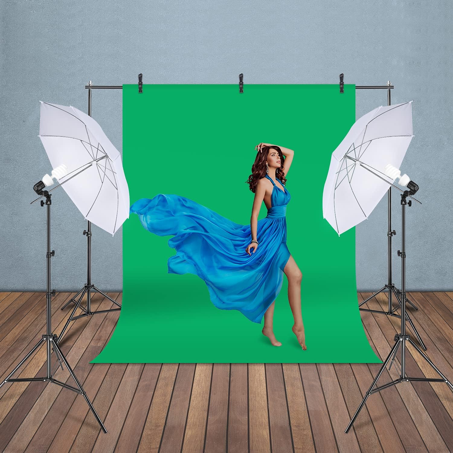 Lоwеѕt Prісе Yesker Photography Lighting Umbrella Kit, 6x9ft Green Screen Kit Backdrop Continuous Lighting Umbrella, 8.5x10ft Background Support System for Studio Photo Portrait Video Streaming
