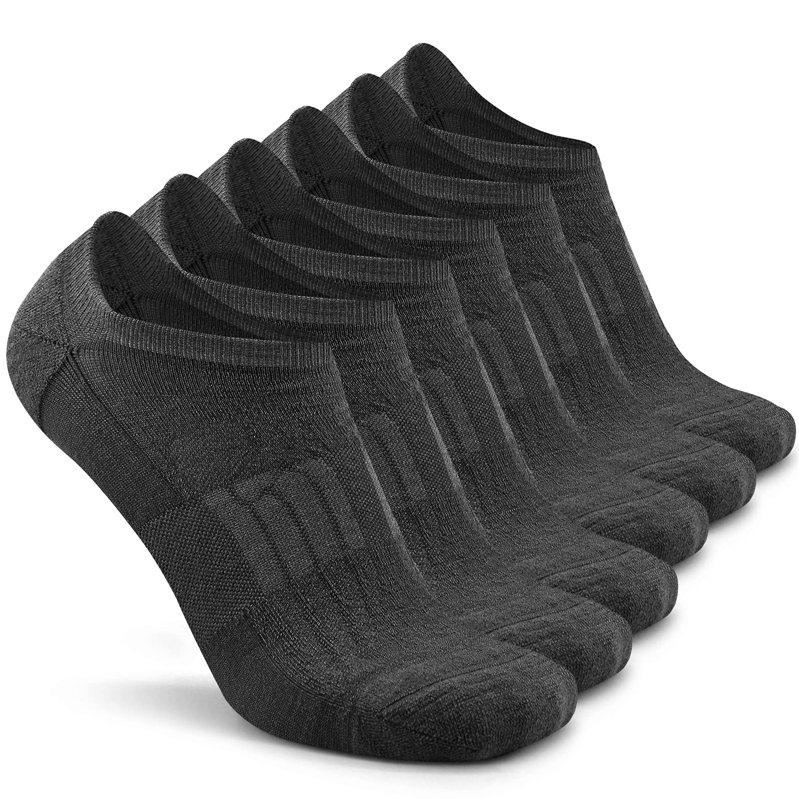Busy Socks No Show Thin Merino Wool Blend Running Socks with Non-Slip Grips