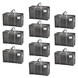 VENO 10 Pack Moving Bags&comma; Heavy Duty&comma; Moving Boxes Alternative&comma; Packing Storage Supplies for Dorm Room Essentials with Zipper for Clothes&comma; Extra Large Totes for Packaging &lpar;Dark Gray&comma; 10 Pack&rpar;