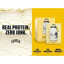 Levels Grass Fed Whey Protein Powder, No Artificials, 24G of Protein, Vanilla Bean, 12 Count
