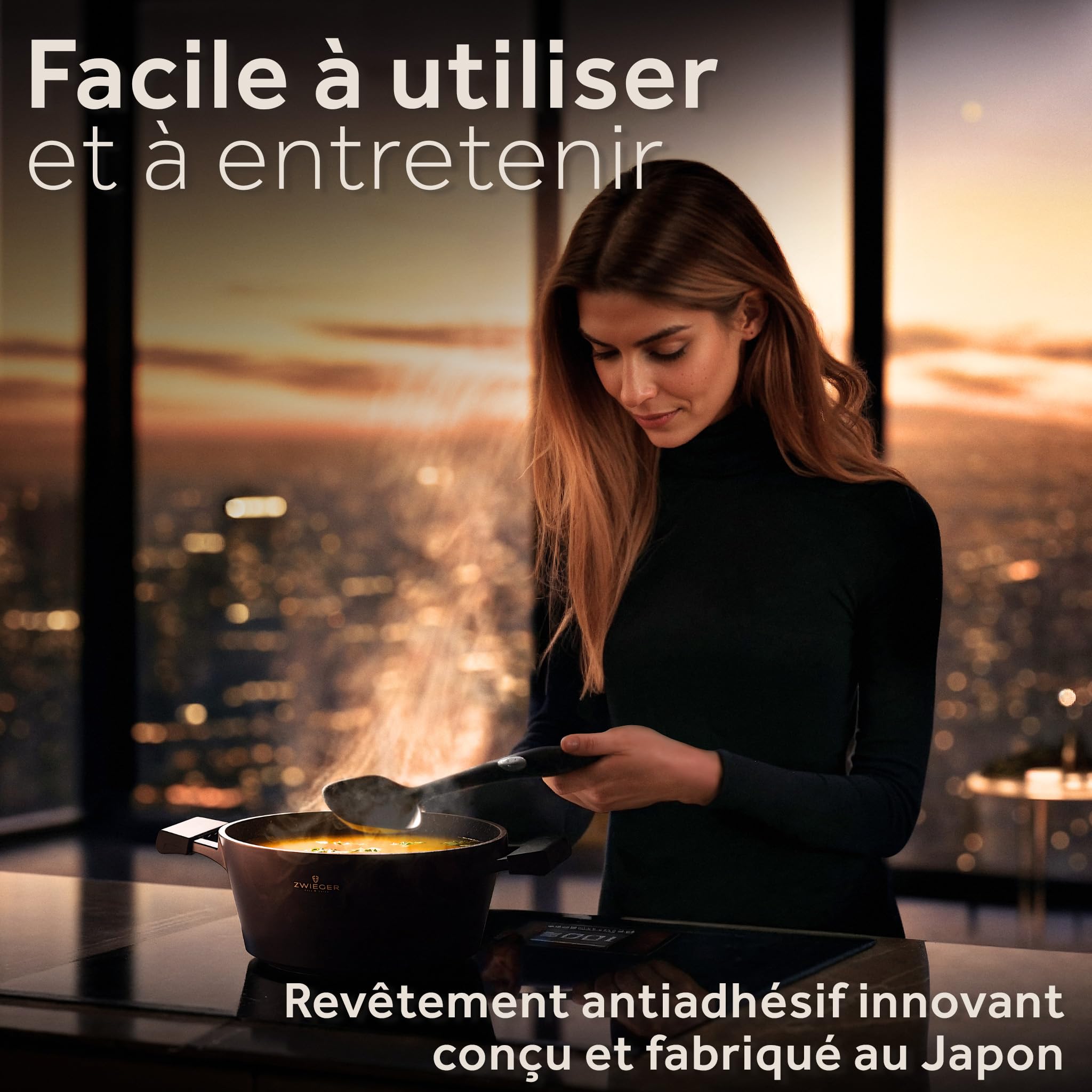 ZWIEGER Cocotte en Fonte d’Aluminium 28 cm, Marmite avec Couvercle | Faitout Induction - Idéale Four et Pain - Fond Inox Intégral, Tous Feux - Revêtement Antiadhésif, sans PFOA ni PFOS