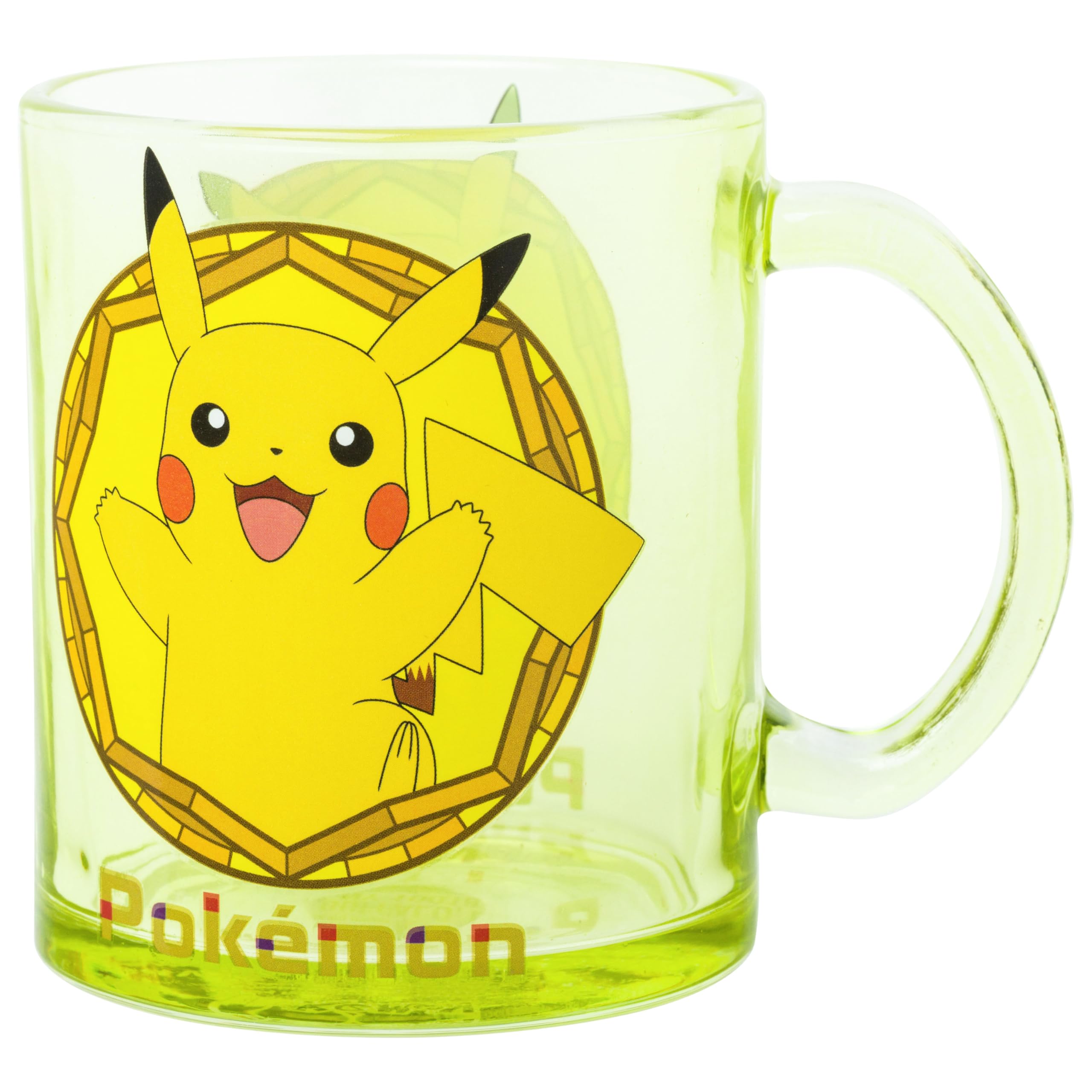 Silver Buffalo Pokémon Sparkle Pikachu Stained Glass Circle Frame 17.5oz Glass Coffee Mug