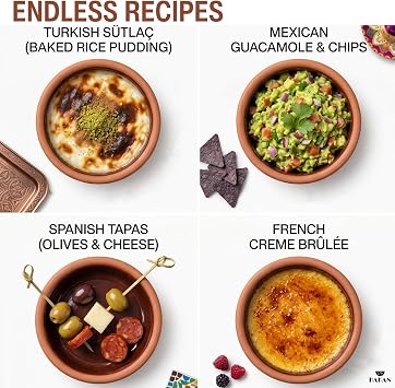 Hakan Athens Clay Bowl Set of 4, Terracotta 5.7-inch Bowls, 14.2 Oz Ancient Pottery, Glazed Inside Cooking Clay Bowls in Box, Turkish Clay Yogurt Pots, Earthenware for Mexican Dishes, 4 Pcs, 420 cc