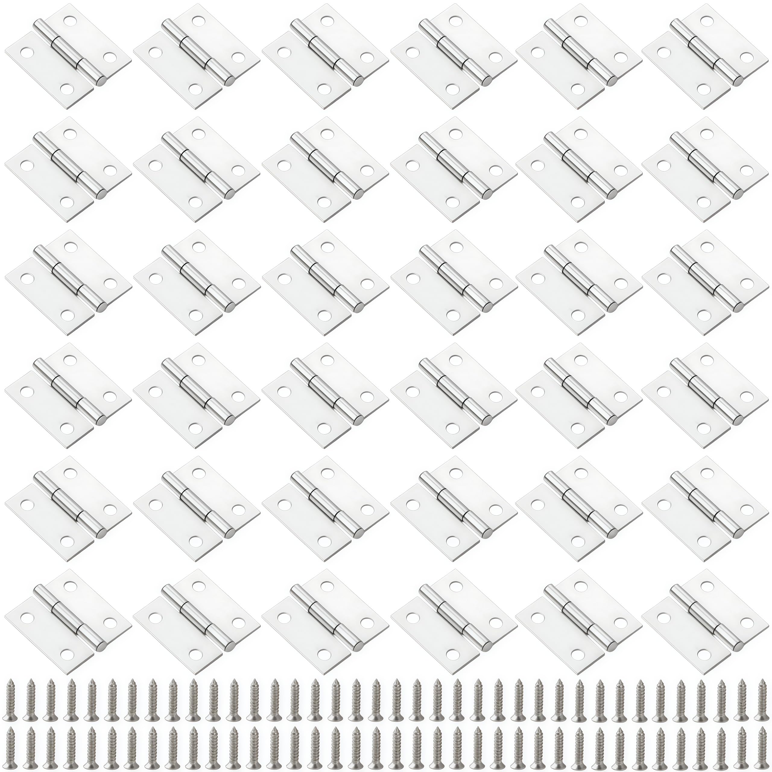 Vbnexyr Regular Hinges 30 Piece Pack Of Stainless Steel Folding Hinges For Home Furniture Hardware Wooden Boxes Doors Windows And Diy Projects 1 Inch
