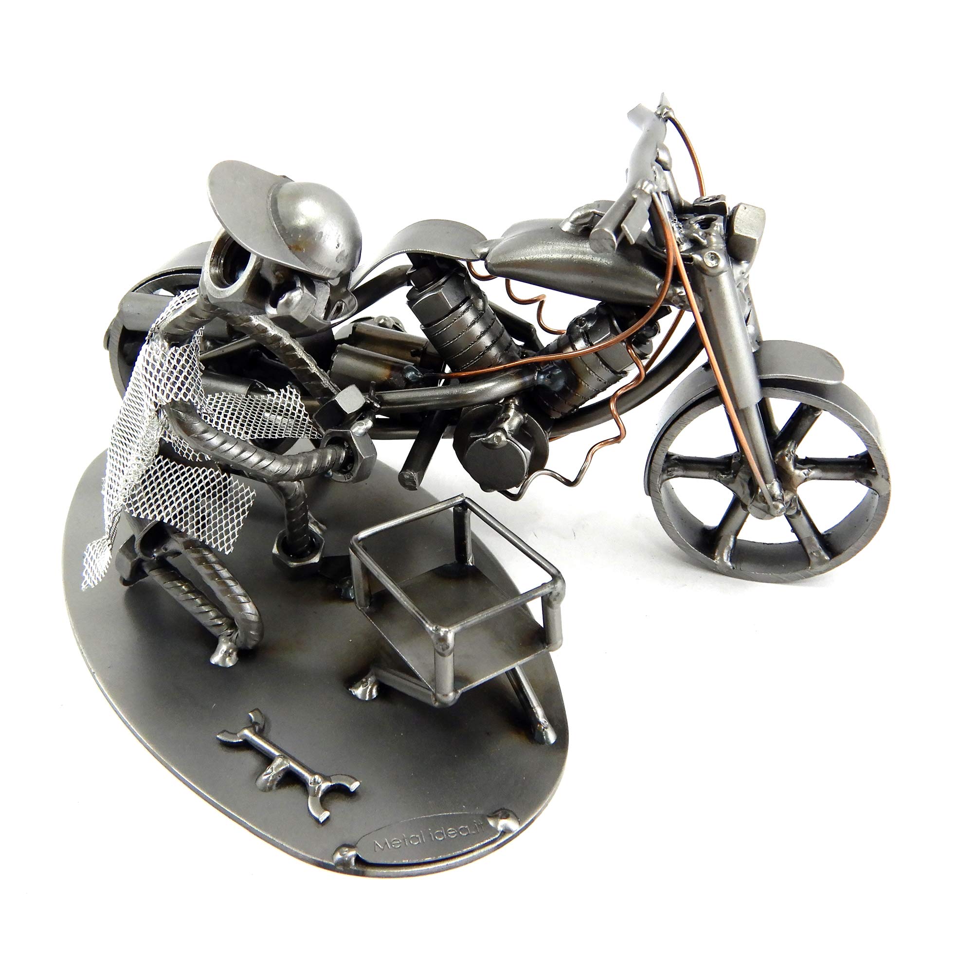 MECCANICO MOTO IN METALLO CON VITI BULLONI CHIODI DI METAL IDEA - IDEA REGALO ORIGINALE - 100% ARTIGIANALE - MADE IN ITALY - PERSONALIZZABILE