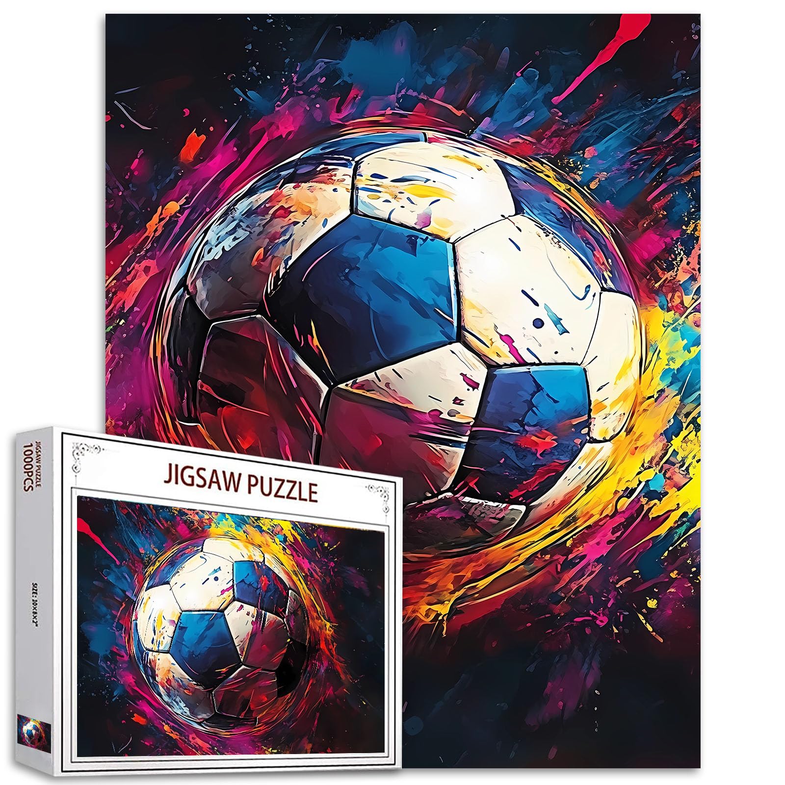 Soccer 1000 Piece Jigsaw Puzzles for Adults and Children Football Graffiti Puzzles 27×20 Inches Doodle Art Puzzle Challenging Family Activity Games Colorful DIY Craft Puzzle for Home Decor Gifts — image 1