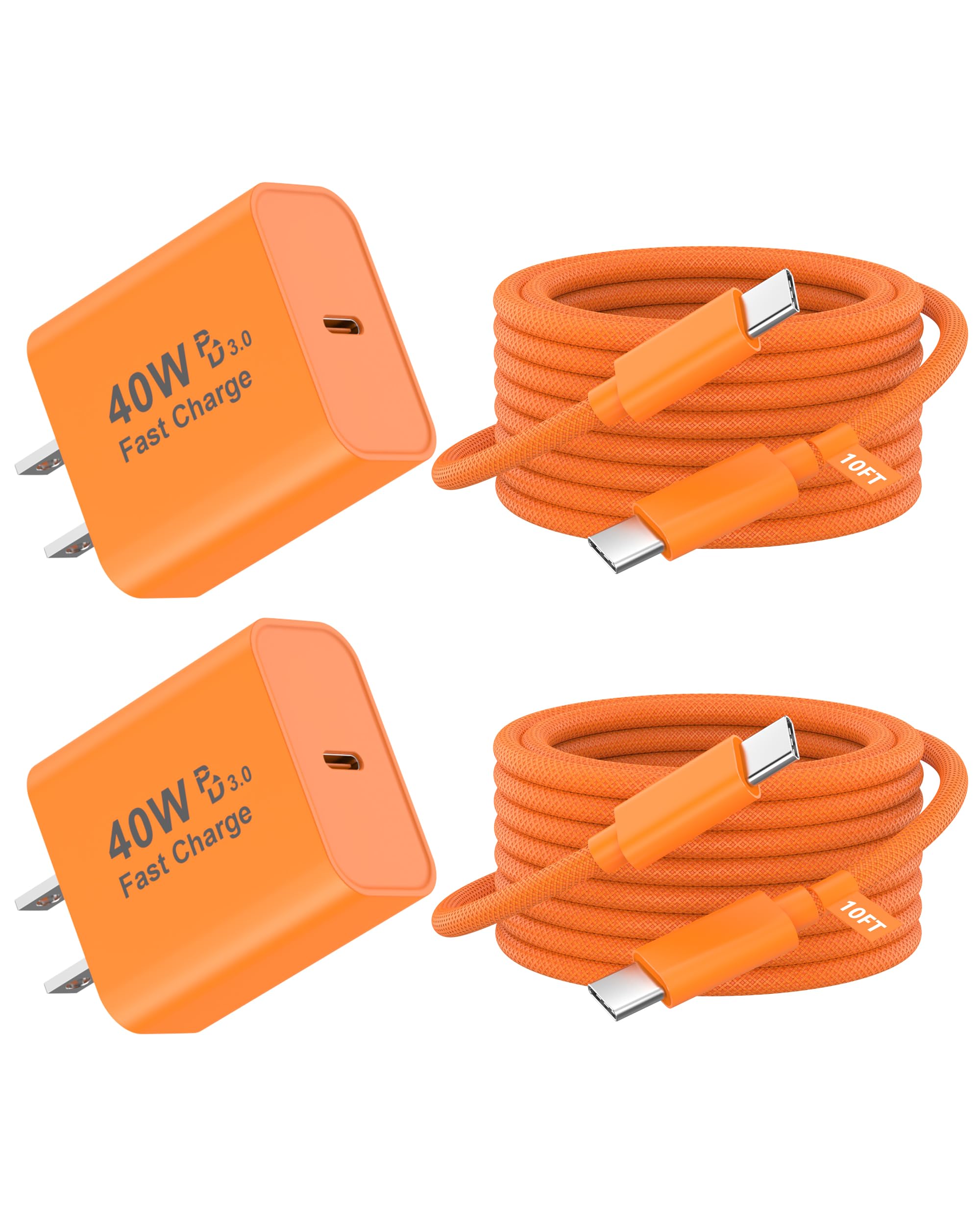 iPhone Duo 18 17 16 15 Pro Max Charger Fast Charging 10FT 40W USB C Charger