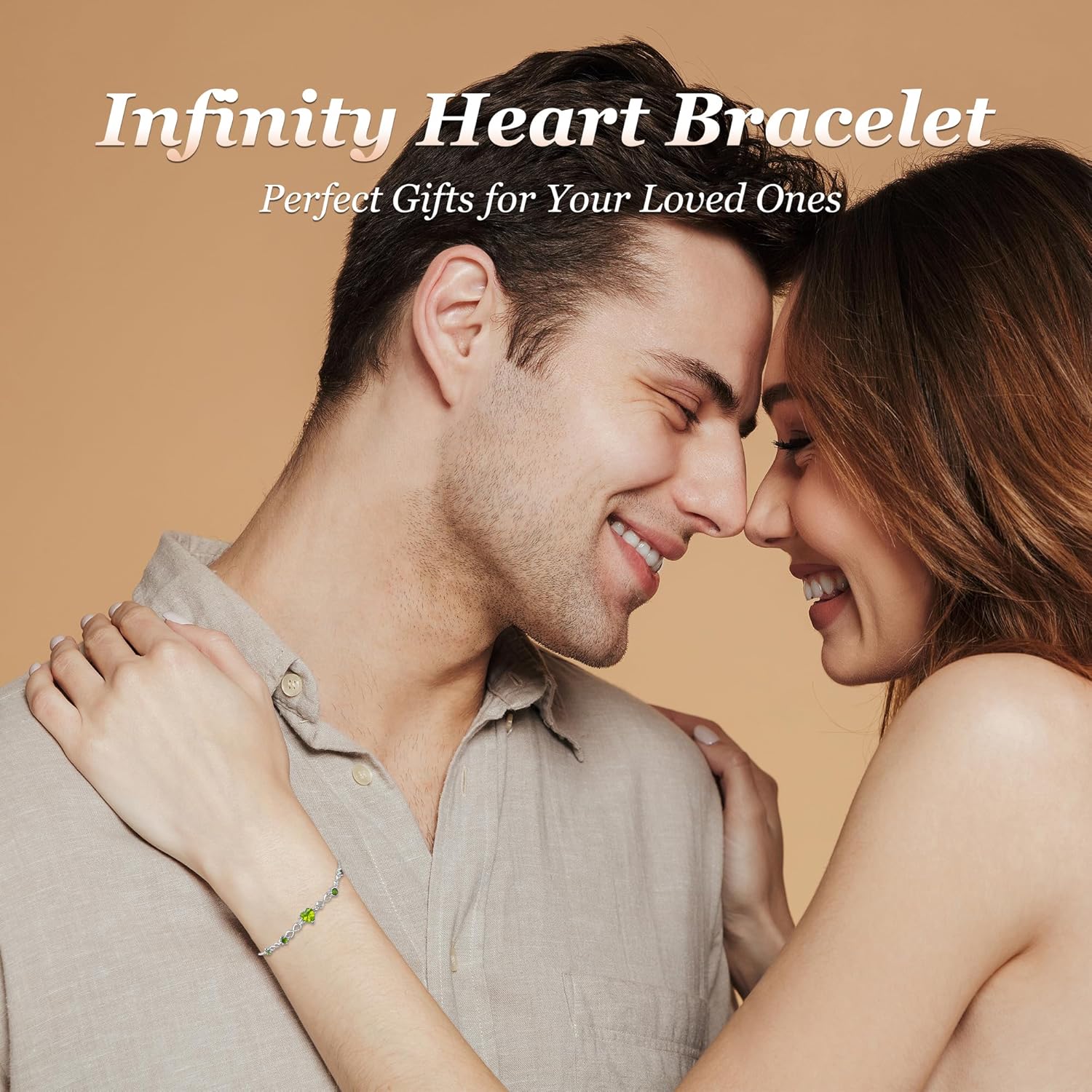 G&GEMSJEW Infinity Heart Birthstone Bracelets for Women, 925 Sterling Silver Women Charm Link Bracelet Adjustable, Birthday Anniversary Christmas Jewelry Gifts for Women Wife Mom Girlfriend Her - Image 3