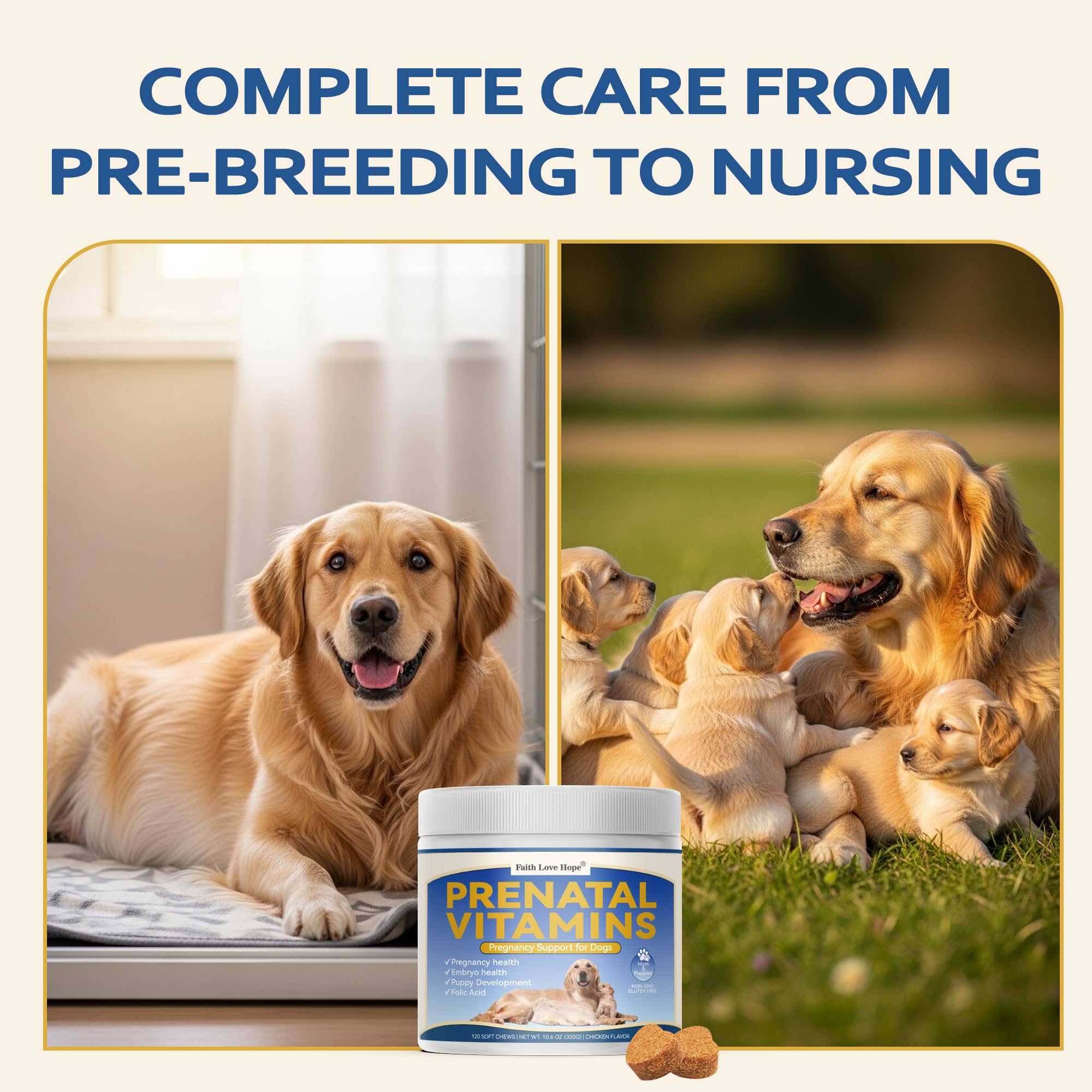 Dog Prenatal Vitamins - Supports Pregnancy Wellness, Puppy Growth & Lactation and Recovery | Riched Essential Nutrients - DHA, Folic Acid,Iron, Calcium | Advanced Multivitamin for Pregnant and Nursing — Amazon image 2