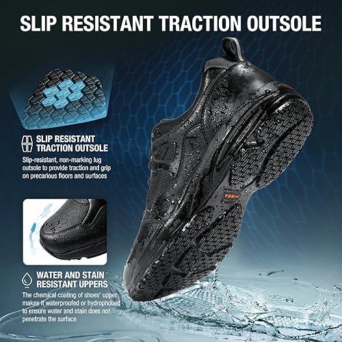 Miniatura 3 de NINGO Zapatos antideslizantes para hombre, resistentes al agua y al aceite, zapatos de trabajo antideslizantes. Suela antideslizante de grado SRC,