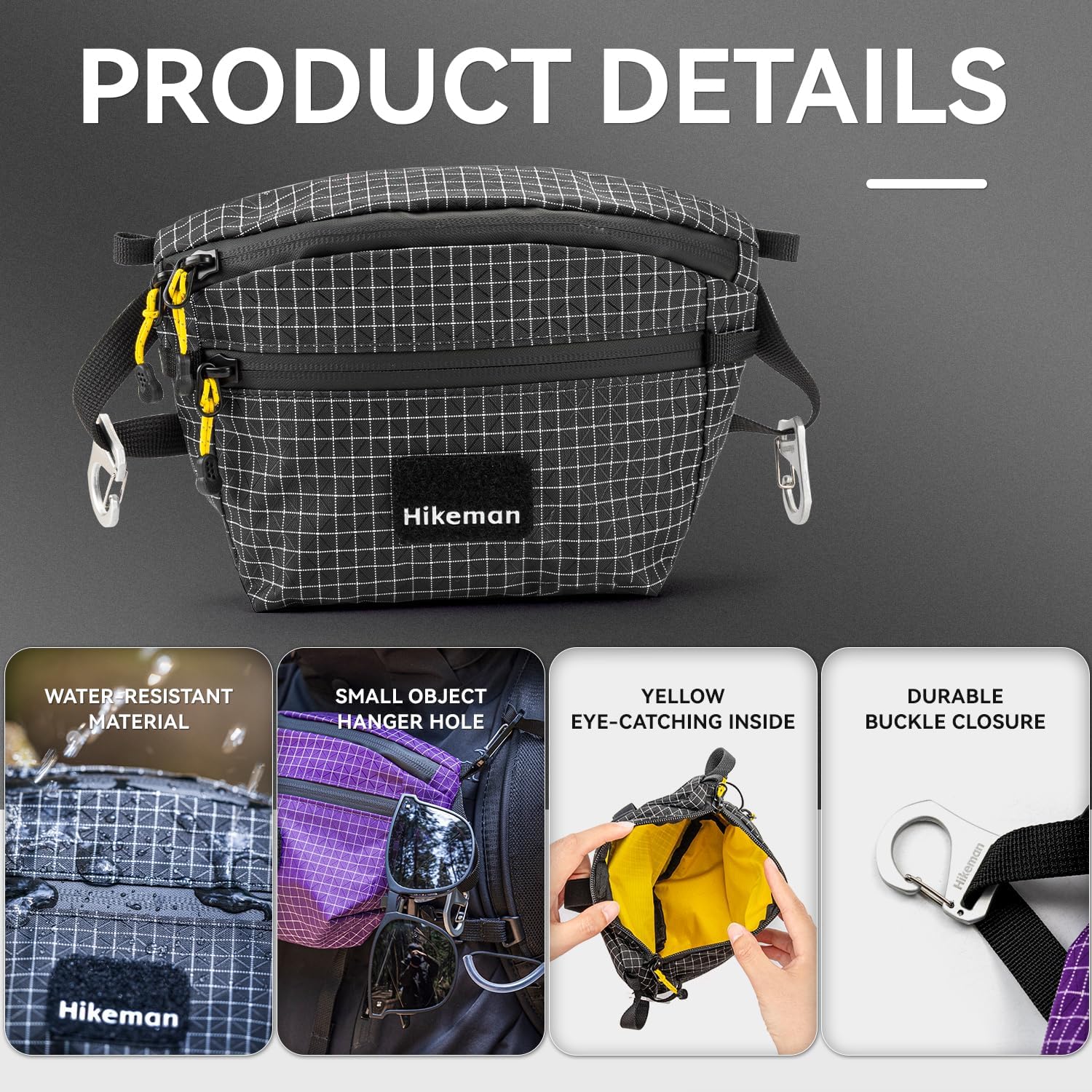 HIKEMAN Hiking Waist Packs Portable for Men Women,Waterproof Crossbody Fanny Pack with Adjustable Strap,Lightweight Chest Belt Bag for Hiking Running Travel Cycling(Purple) - Image 4